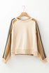 'Stellarae' Striped Long Sleeve Beige Sweater - Celes Fashion